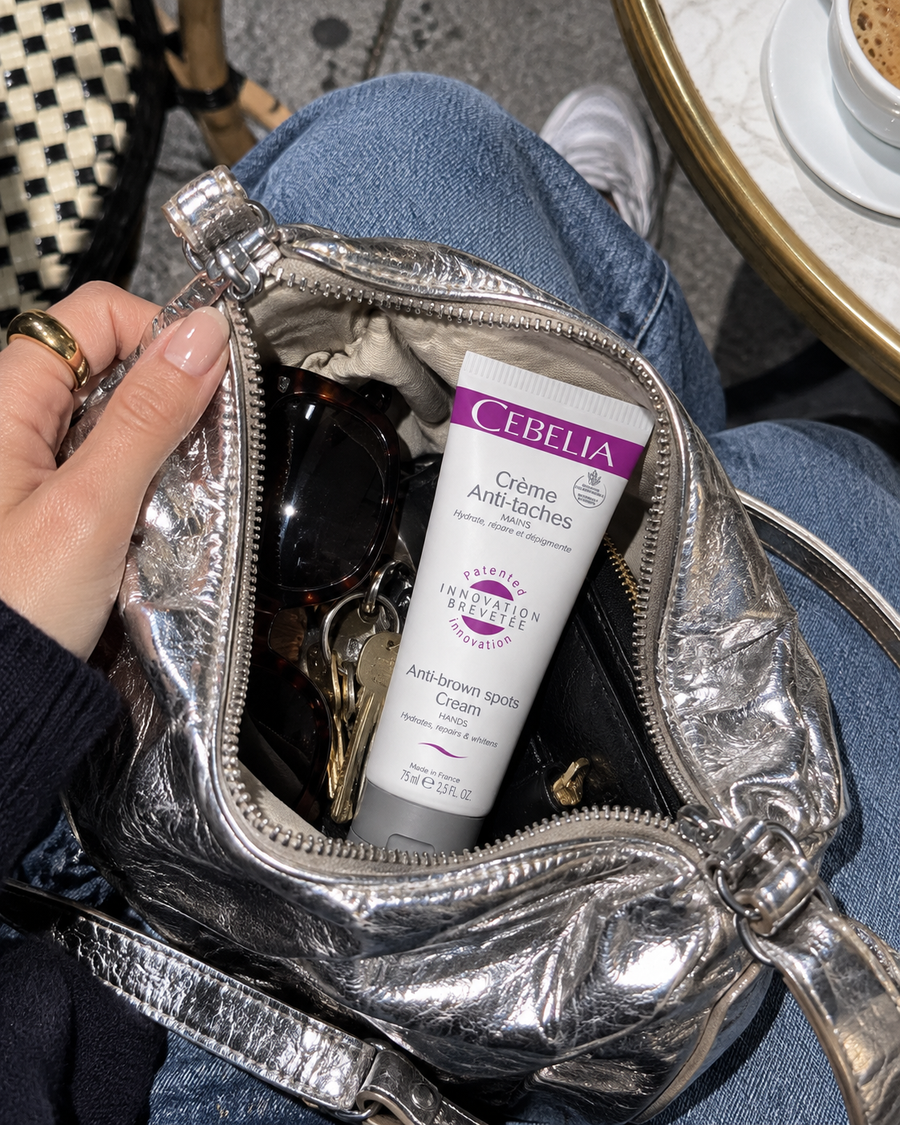 Beauty Me Today illustrative campaign: beauty essentials in a handbag