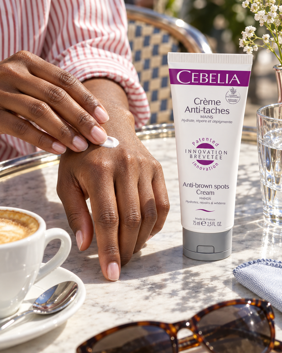 CEBELIA hand cream applied to the back of a hand